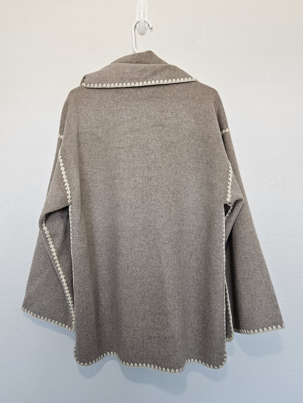 NWT Quince | Double-Faced Merino Wool Scarf Coat Oat Women Medium Elegant Chic - Picture 8 of 9